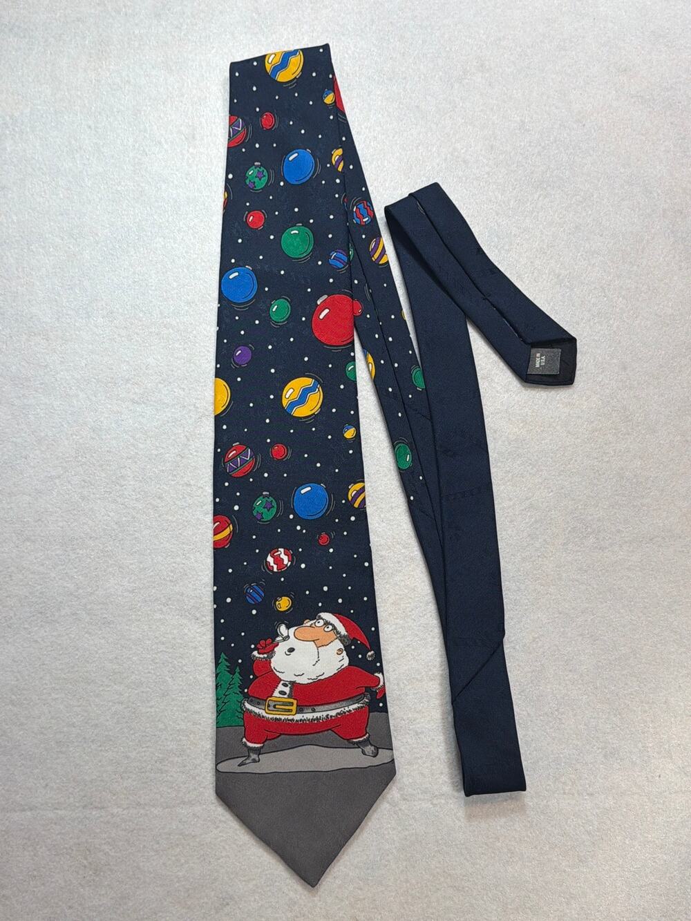 Vintage Hallmark 90s Yule Tie Greetings Whimsical Santa Claus Necktie Christmas